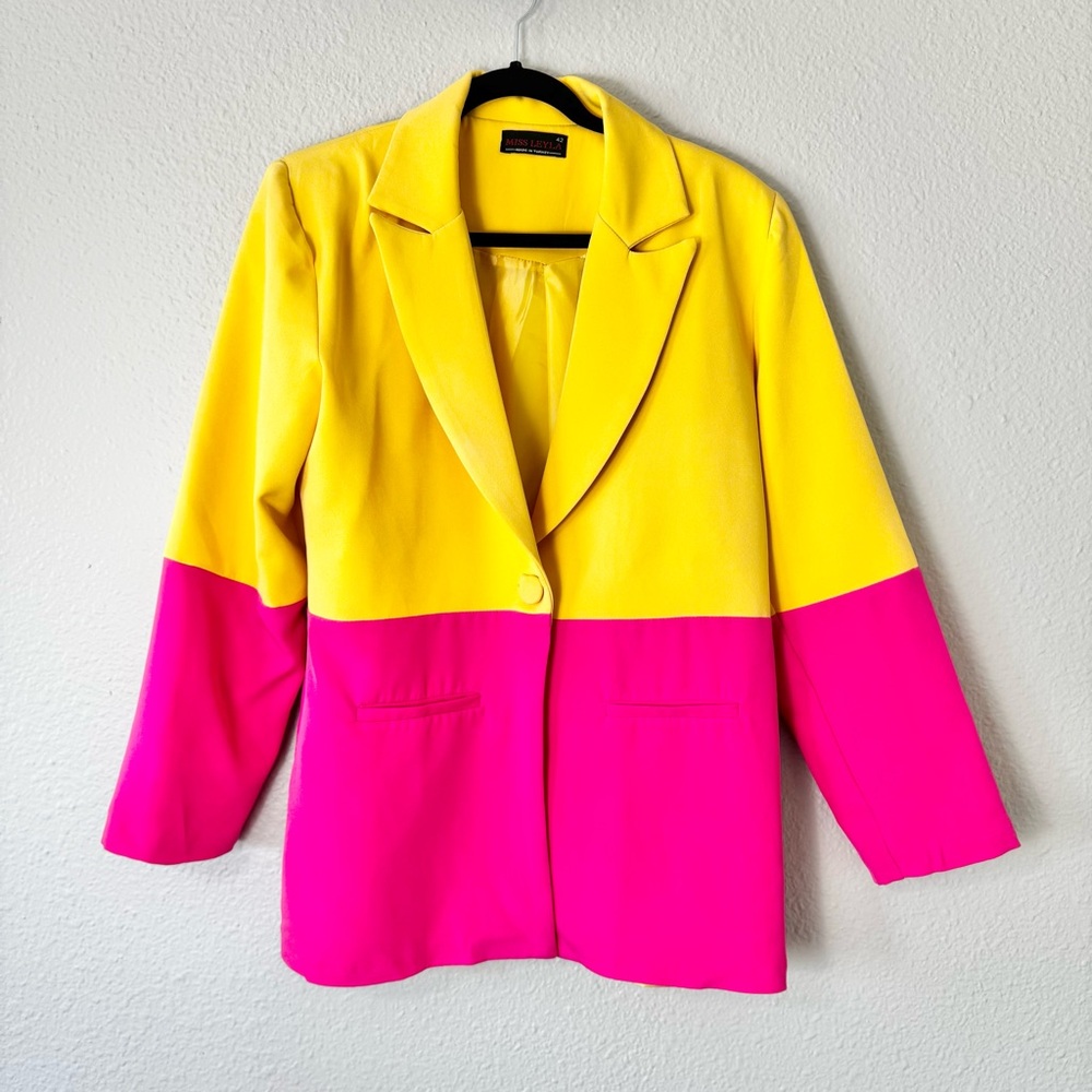 Colorblock Yellow and Pink Blazer